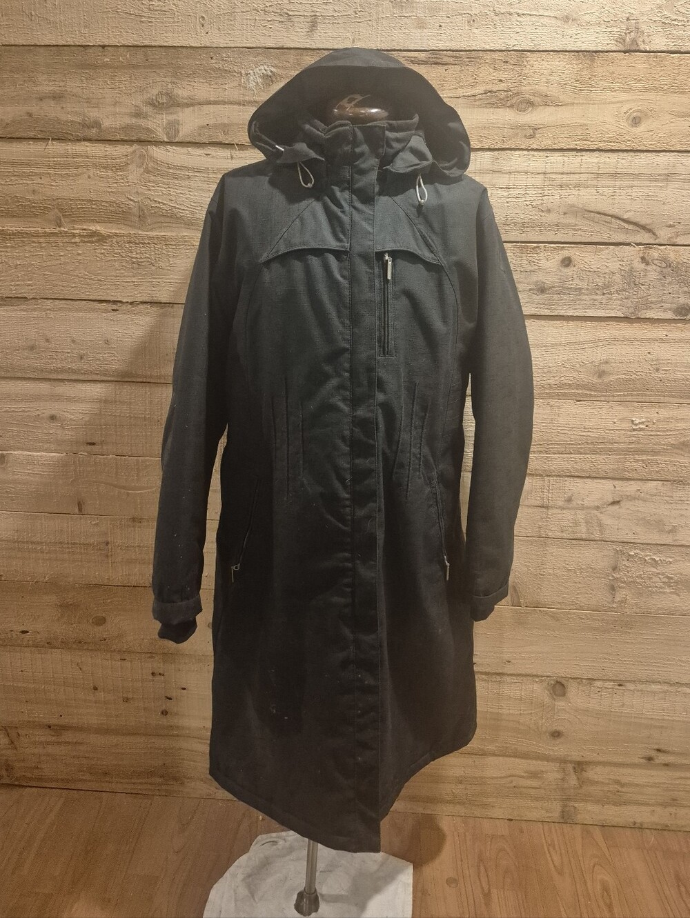 Women's Hooded Long Black Winter Coat
